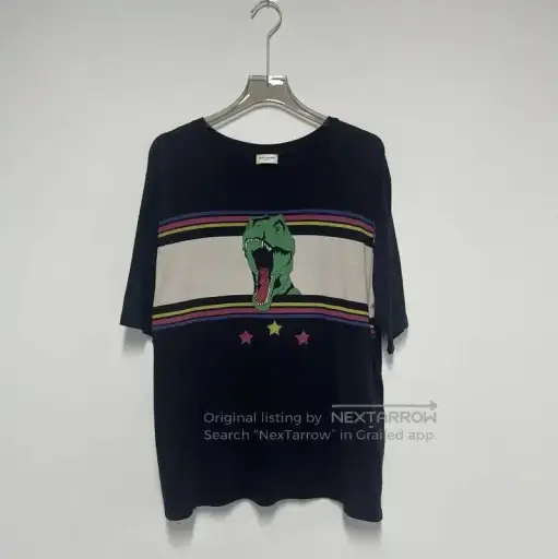 YSL Black Cotton Graphic Short Sleeve T-Shirt .