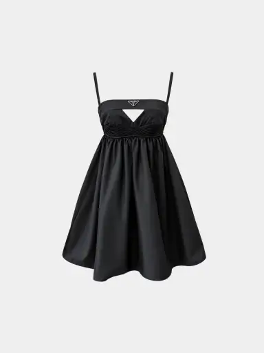 Prada 2020s Black Re-Nylon Babydoll Mini Dress