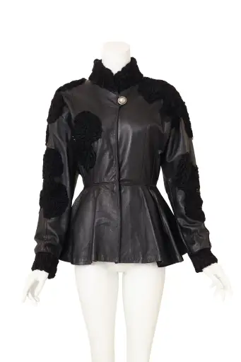 Patch Fur Peplum Jacket