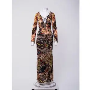 Jean Paul Gaultier FW2003 Butterfly Print Mesh Two-Piece Set