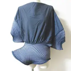 ISSEY MIYAKE イッセイミヤケ 変形 プリーツ切替 アシメカットソー IM23FJ050 サイズ2 ネイビー レディース 春 夏 秋 冬 中古 古着 USED 美品