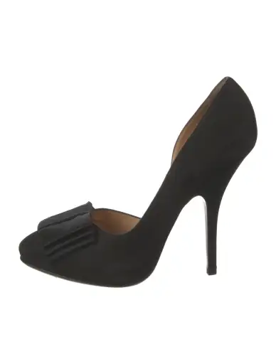 Suede Bow Accents Pumps