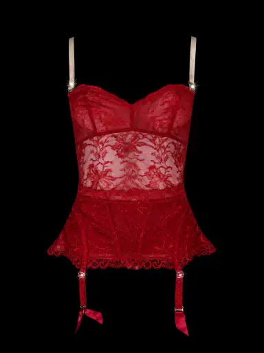 Dior by John Galliano 2003 Red Lace Top & Garter Belt
