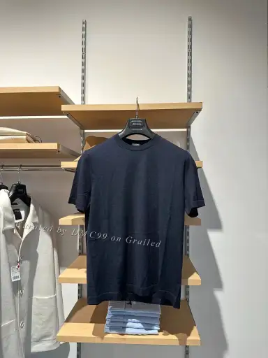 Zegna Navy Wool Knit T-Shirt