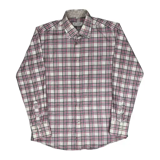 Balmain Checked Shirt - Medium White Cotton