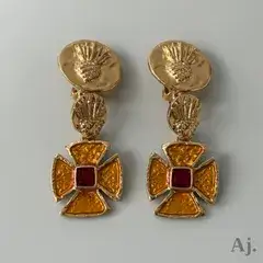 イヴサンローラン イヤリング パイナップル カラーストーン ヴィンテージ YVES SAINT LAURENT