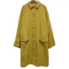 GIANNI VERSACE ジャンニ ヴェルサーチ ヴィンテージ メデューサボタン ロングコート イエロー レディース 秋 冬 中古 古着 USED 美品