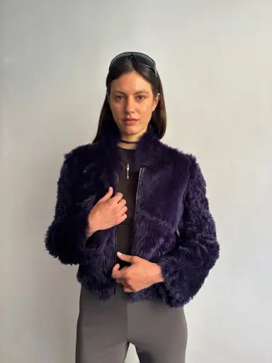 Vintage Romeo Gigli Shearling Jacket in Amethyst