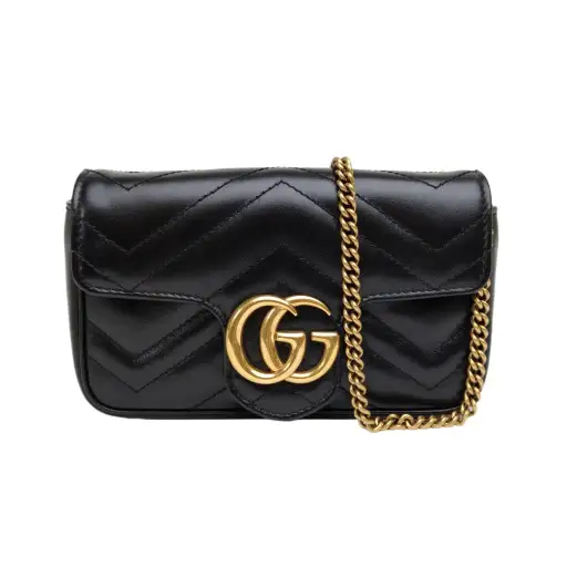 GUCCI GG Marmont Shoulder Bag Ultra Mini 16.5 Black Calfskin