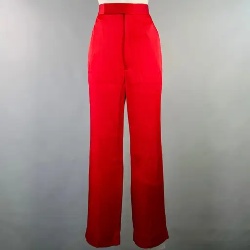 HAIDER ACKERMANN Size S Red Acetate Silk Satin Straight Zip Fly Casual Pants