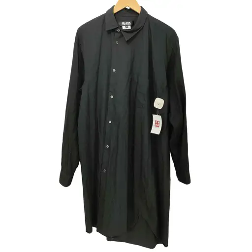 ブラックコムデギャルソン BLACK COMME des GARCONS 22SS アシンメトリー 変形 レギュラーカラー ロングシャツ メンズ JPN:XL