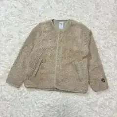 オーシバル ウール混 ボアフリース ノーカラージャケット ブルゾン ベージュ 2