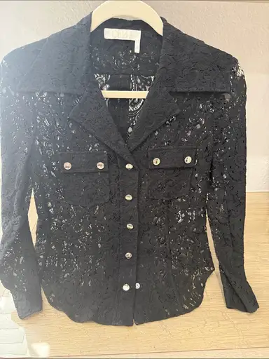 Chloé Black Lace Button-Down Blouse.  never worn