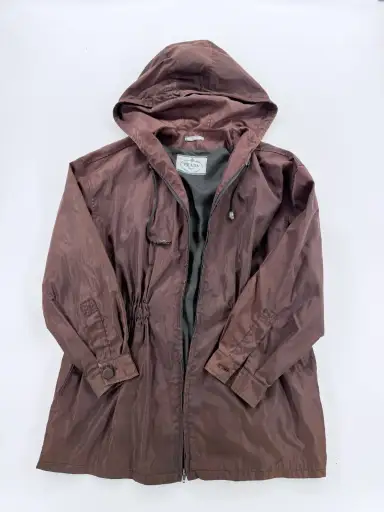 Vtg 90s Prada Milano Nylon Parka Coat Made Italy Brown M