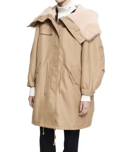FW17 Calvin Klein 205W39NYC Pink Fur Orange Fishtail Parka