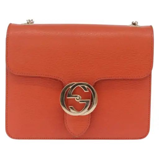 Gucci Interlocking Leather Orange Leather Shoulder Bag Bag (Pre-Owned)