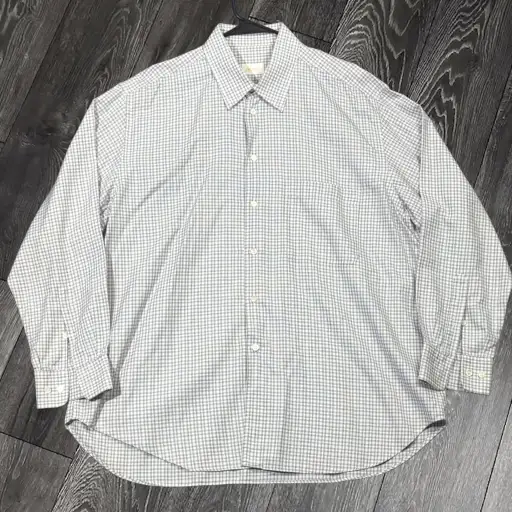 Brioni Shirt Mens XL Purple White Cotton Long Sleeve Button Down