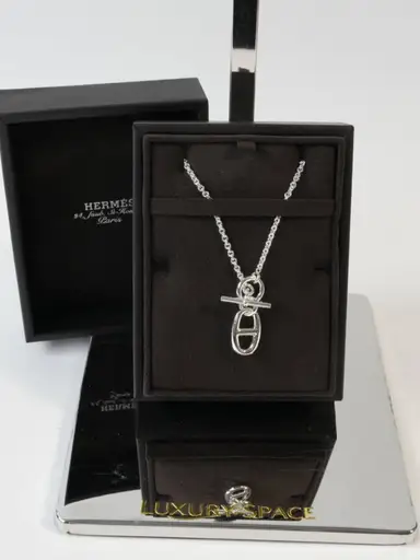 Hermès 925 Sterling Silver Chaine d'Ancre Contour Pendant Necklace 16"