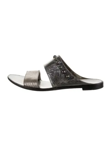 Leather Studded Accents Slides