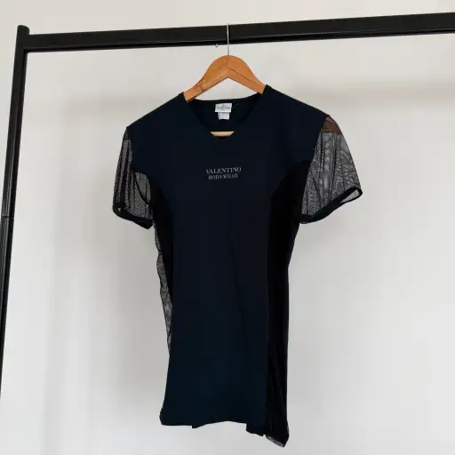 1990s valentino bodywear cotton/mesh tee