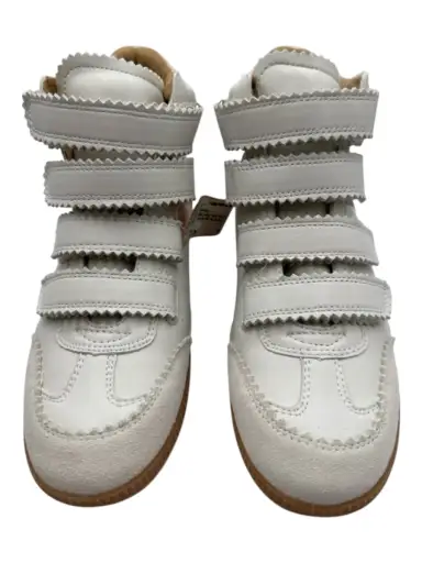 Silent D Shoe Size 39 White Leather Upper Suede Velcro Gum Sole Mid Top Sneakers