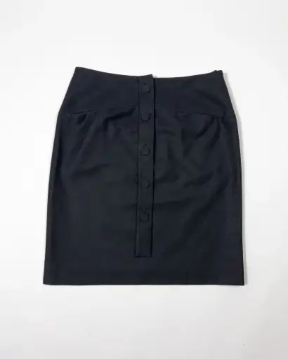 00's Chloe Pencil Skirt with Button Lapel in Black - W30