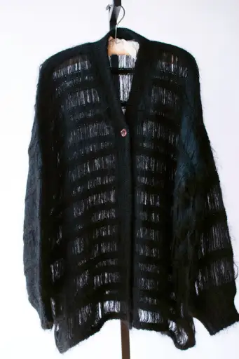 Black Mohair Cardigan | Romeo Gigli