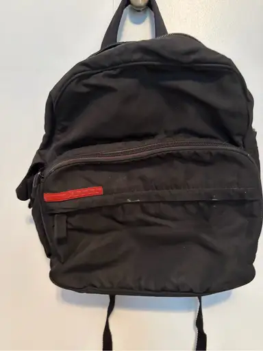 Prada Sport Black Nylon Backpack with Red Accent - Unisex