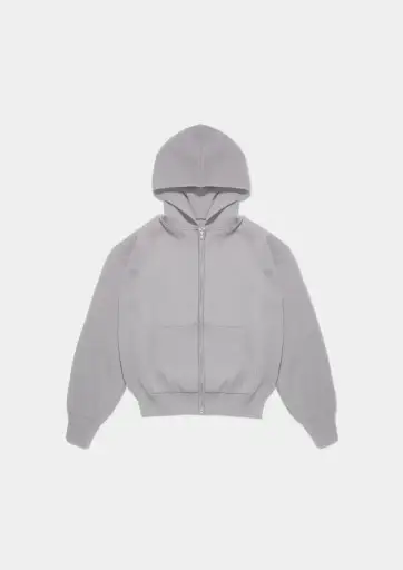 Vuja De Plastic Hoodie Grey Knit Zip-Up