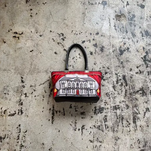 00s MOSCHINO PALACE GRAPHIC HAND BAG
