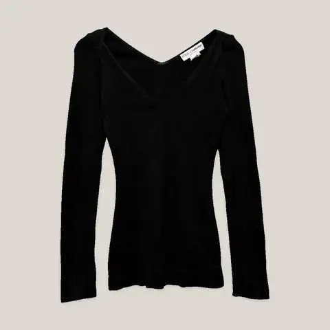 DOLCE & GABBANA BLACK DRAPED NECK LONG SLEEVE TOP 40