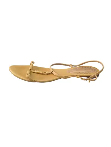 Bottega Veneta Gold Leather Braided Strap Sandals Size 37.5