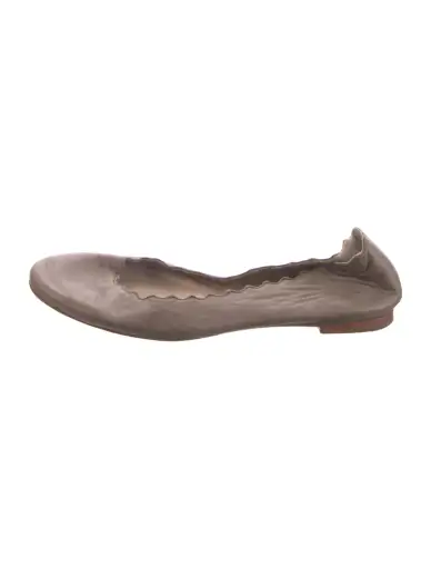 Suede Scalloped Accent Ballet Flats