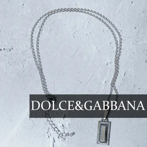【DOLCE&GABBANA】ドルチェ＆ガッバーナ ロゴプレートチェーンネックレス silver