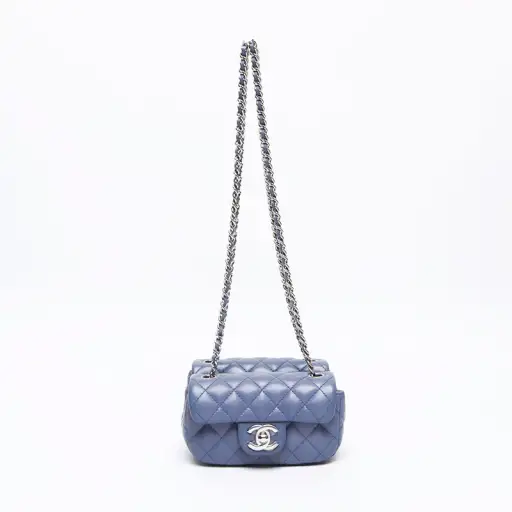 CHANEL Twin Classic Mini Matelasse Lambskin, No. 15 Shoulder Bag blue WS13235