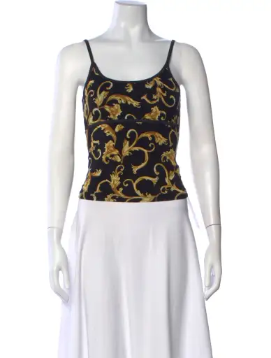 Printed Scoop Neck Top