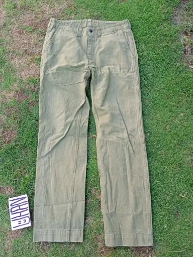 BAPE MODERN EQUIPMENT OLIIVE HERRINGBONE TROUSERS