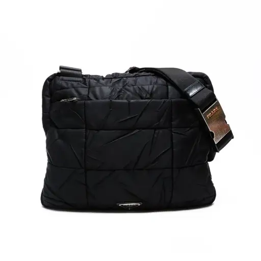 PRADA Nylon Messenger Bag Shoulder Bag black WS20546