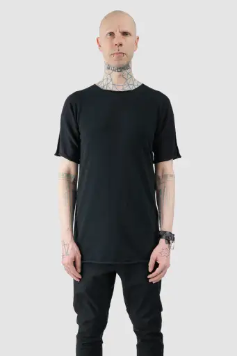 Black Reversible Knitted Spine T-Shirt