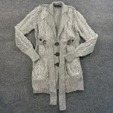Alessandro Dell’Acqua Women's Blazer Sweater Wool Angora Blend Long Cardigan 10