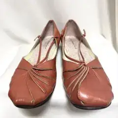 ツモリチサトウォーク 本革 シュウマイパンプス 25cm オレンジ