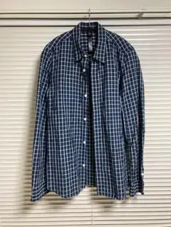 wjk simple shirt ネイビーチェックシャツ