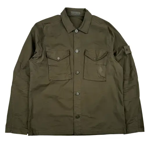 Stone Island 2020 Military Green Thick Cotton Ghost Piece Overshirt - Large