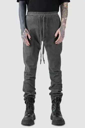 Grey 6 Pocket Garment-Dyed Cotton Cargo Pants