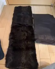 KARL DONOGHUE Dark Brown Fur Scarf with Storage Bag