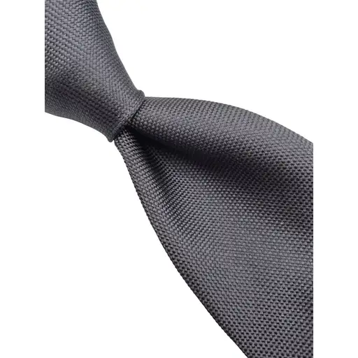 Luciano Barbera Italy Mens Charcoal Grey Textured Silk Necktie Solid Formal Tie