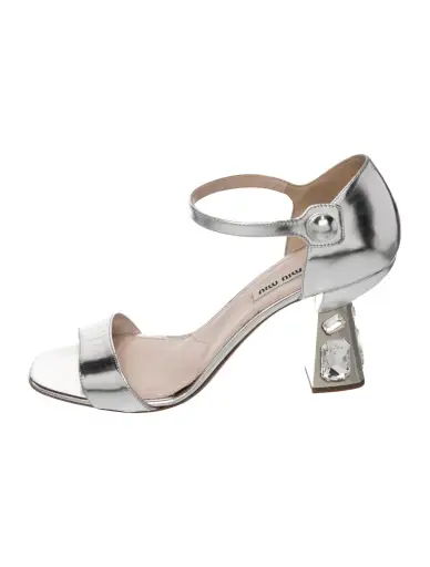 Leather Crystal Embellishments Sandals