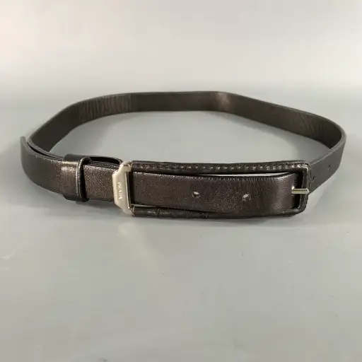 PRADA Waist Size 25 Brown Silver Leather Belt
