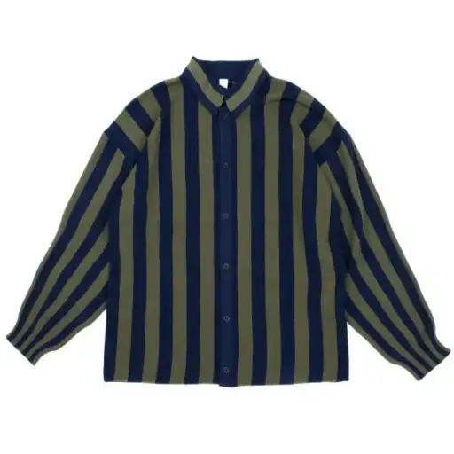 CFCL 24AW Poly Stripe Knit Shirt Navy Khaki Size 3