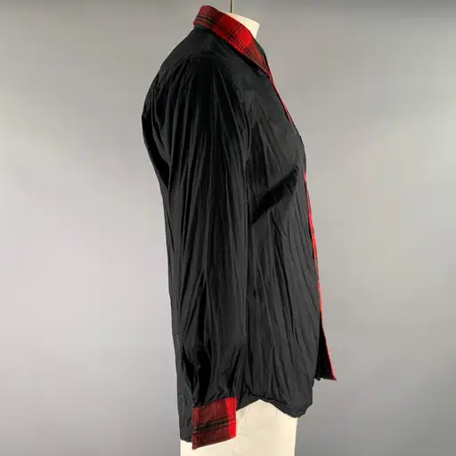 COMME des GARCONS HOMME PLUS Size L Black Red & Green Cotton Long Sleeve Shirt